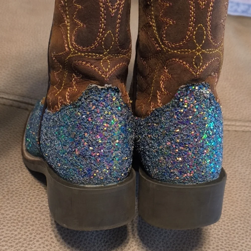 Sparkly Blue and Brown Cowboy Boots